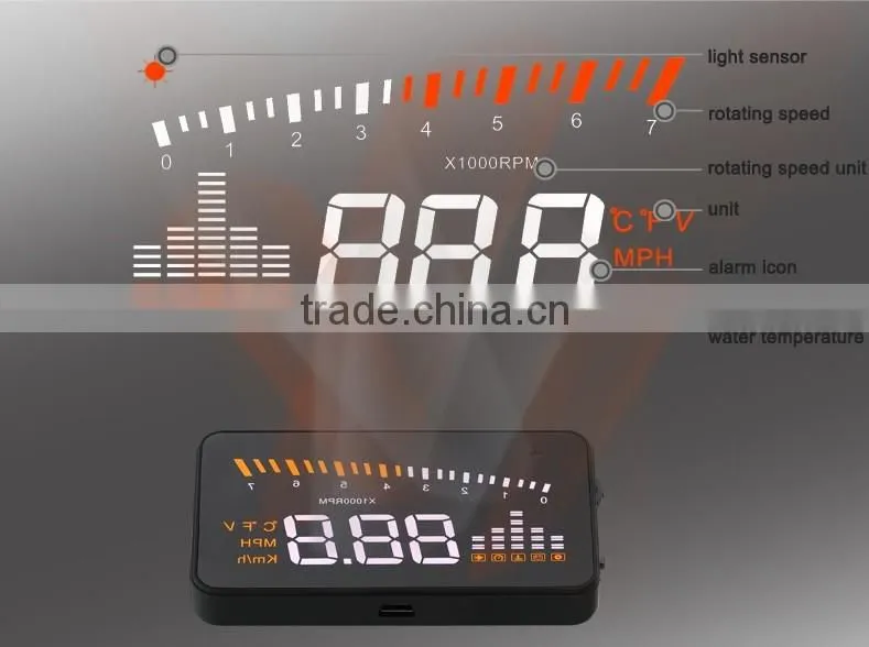 X5 3 inch car OBD2 HUD display vehicle mounted alarm