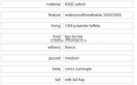 600d Oxford Waterproof Blue Horse Turnout Sheet