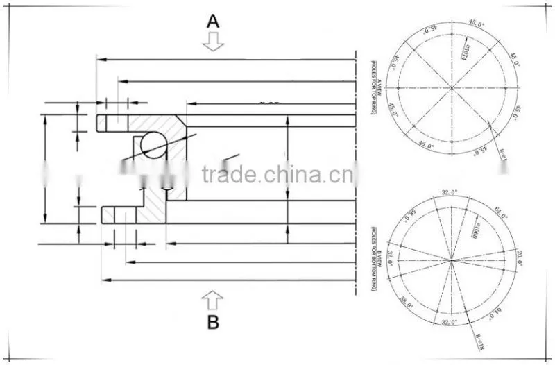 Casting 1100mm Ball Bearing Trailer Slewing Ring Bearing Turntable