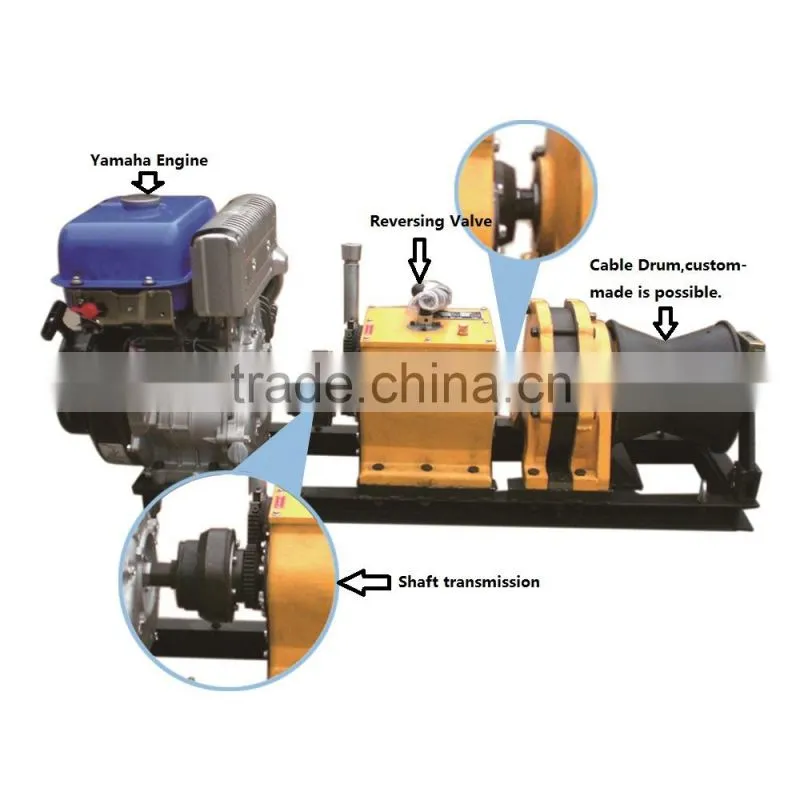 5 Ton YAMAHA Gasoline Engine Powered Fast Speed Winch for Cable Take Up