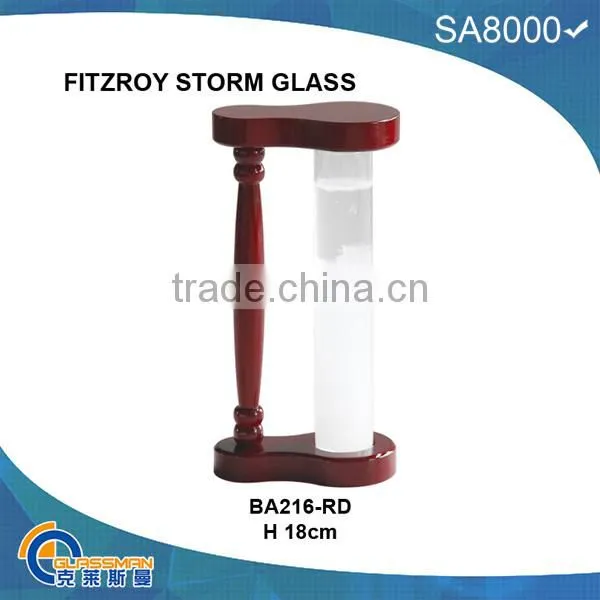 BAW0911 FITZROY STORM GLASS WITH WOOD BASE