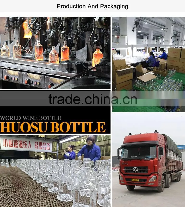 375ml Fancy Crystal Clear Whisky Bottle, Premium Glass Bottle wholesale for Liquor