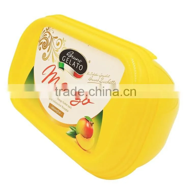 Coloful Disposable PP Ice Cream Container with Lid, Wholesale IML Plastic Ice Cream Container Sizes