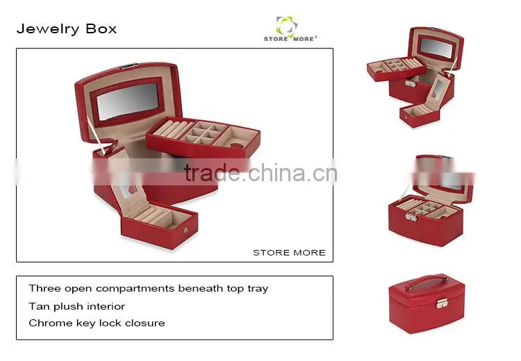New Products!Red Leatherette Fabric STORE MORE Jewelry Box