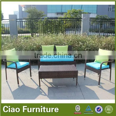 HIGH QUALITY OUTDOOR COFFEE TABLE SET DARK BROWN COFFEE WICKER TABLE CHAIRS