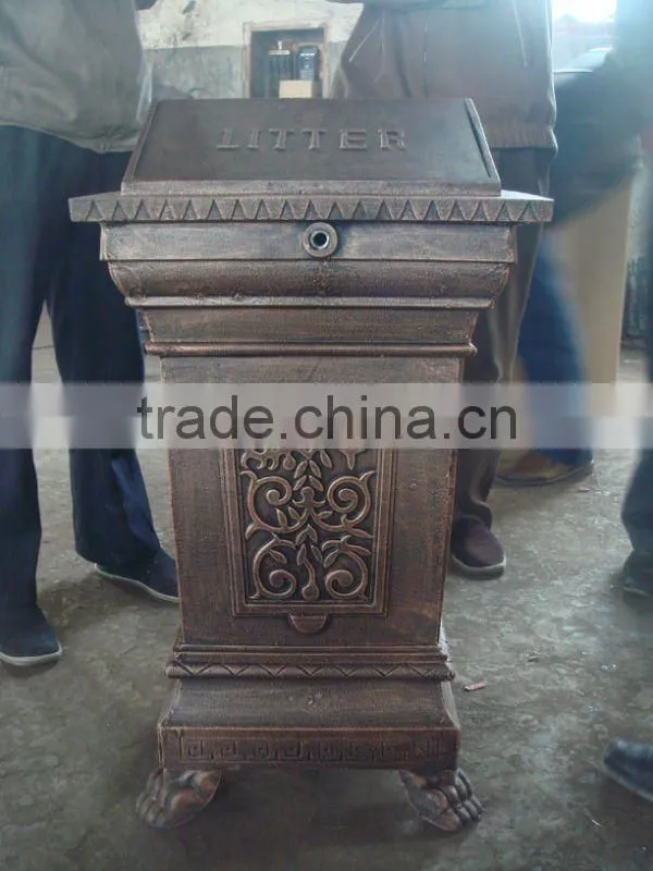 outdoor public cast iron dustbin