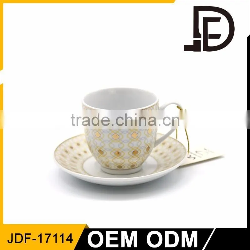 2017 NEW OEM Certificated ceramic cup and saucer,customized high quality tea set, factory direct coffee set