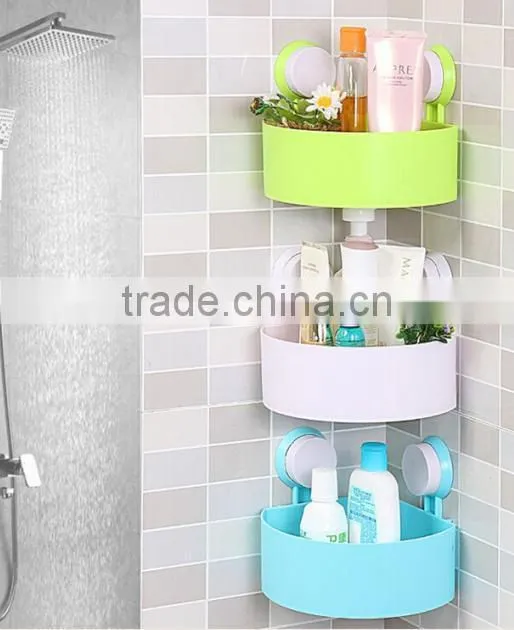 plastic Triangle Bathroom Shelves with strong Sucker