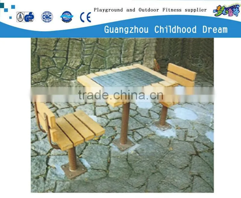 (HD-19501)Wooden 2 seat bench with chess table