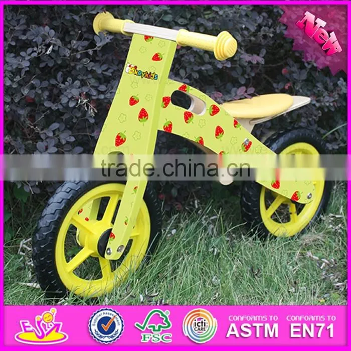 2016 high quality wooden kids bike ride toy, top fashon wooden kids bike ride toy W16C150