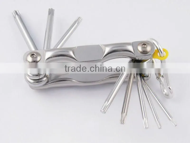 2014 new Stock pocket mini multi aluminium oxide promotion bike keychain tools 607-8