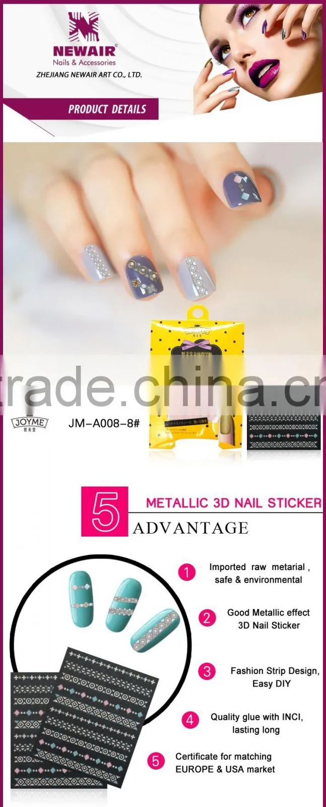 New Air Hot Selling Nail Art For Stickers 3d Diamond Nail Stickers