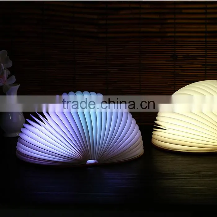 UCHOME Round PU Cover Rechargeable Table Lamp Book-Shaped Folding Bedside Lamp