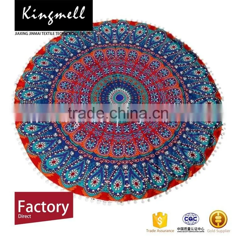 Customized Digital Printed Floor Cushion Polyester Roud Cushion