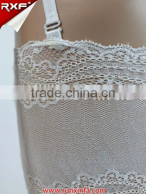 Hot selling lace padded bandeau bra with removable shoulder strap