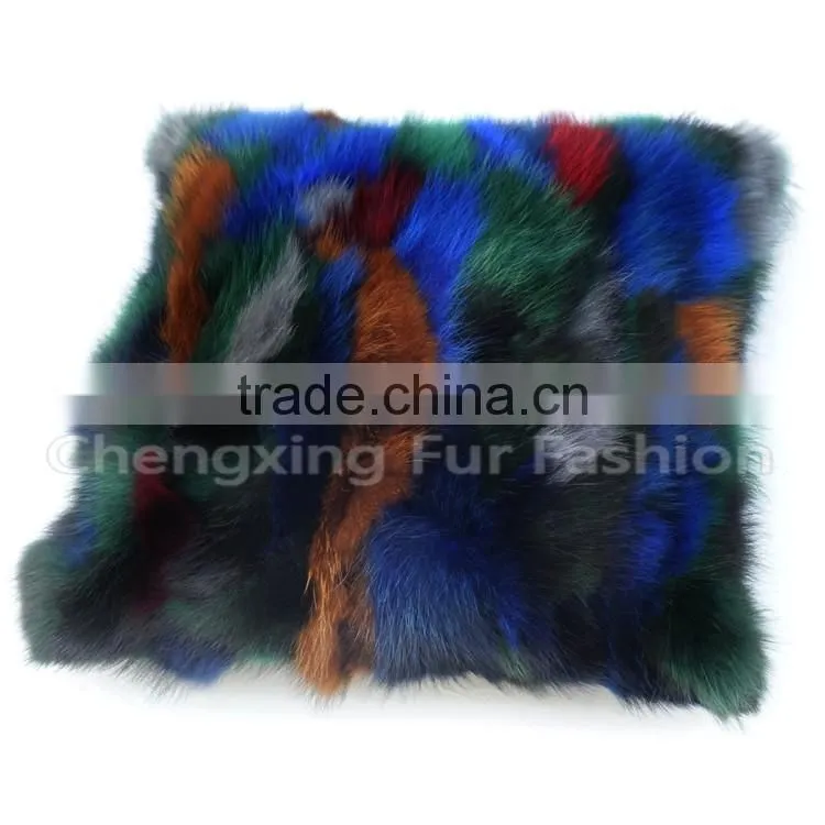 CX-D-55 Home Decoration Pillow Patchwork Real Fox Fur Cushion & Pillow Cover