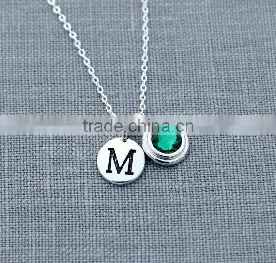 Silver Plated Necklace Gender Reveal, Baby Girl necklace, Baby Girl gift, Crystal , New Mom jewelry, Personalized Necklace