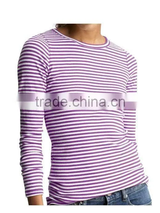 WOMENS STRIPED LONG SLEEVE T SHIRT