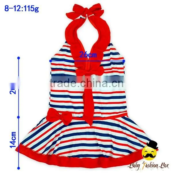 YZA-002 Yihong Cute Stripe Stylish Little Girls Sleeveless Bow Dress Designs Swimsuit Onesie Kids Swimming Wear