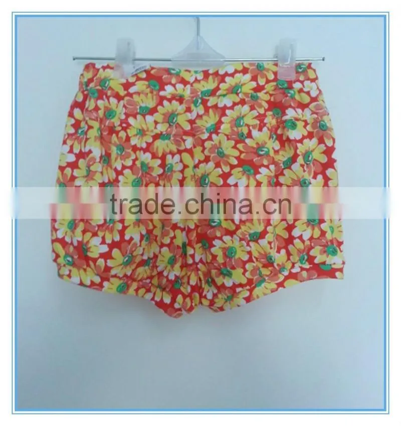 OEM factory price super comfortable 100%cotton fabric children girl's pants Stretch colorful pants flower printed pants trousers