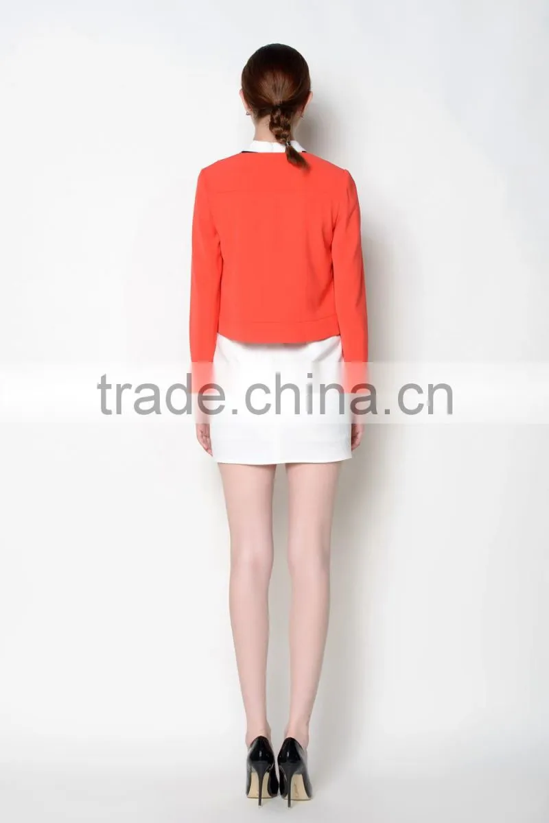 O neck single breast designed red fashion casual women european italy style jackets on sale