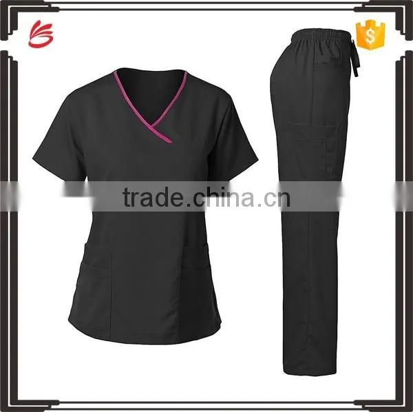 Custom fashionable nurse uniform designs medical scrub suit design in hospital uniform with scrub pants