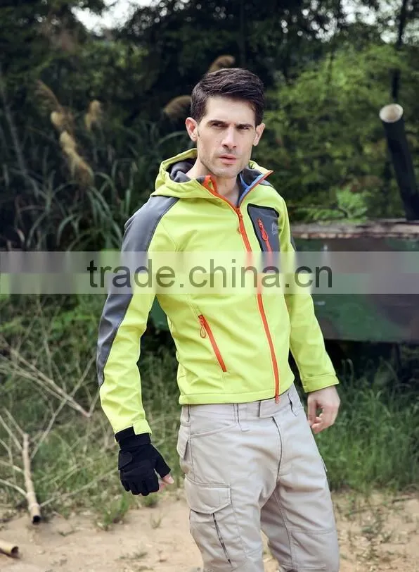 Velcro Cuffs Windproof, waterproof & breathable man yellow tactical softshell jacket