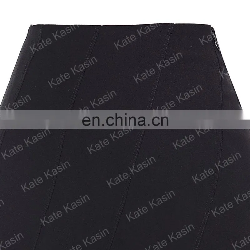 Kate Kasin Multi Panel Scallop Seam High Stretchy A-Line Skirt KK000291-1