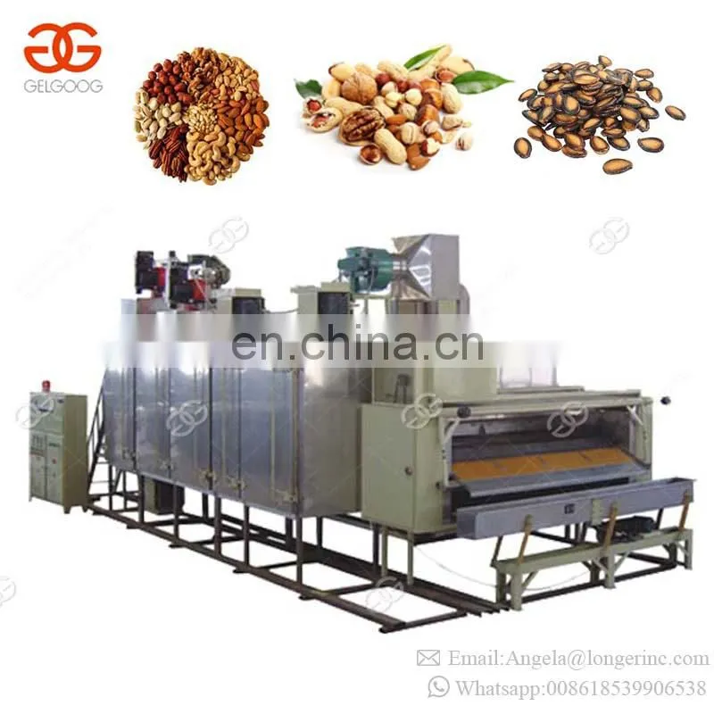 Conveyor Type Belt Cooling System Grain Corn Soybean Cocoa Bean Nut Roaster Tea Sesame Peanut Roasting Machine