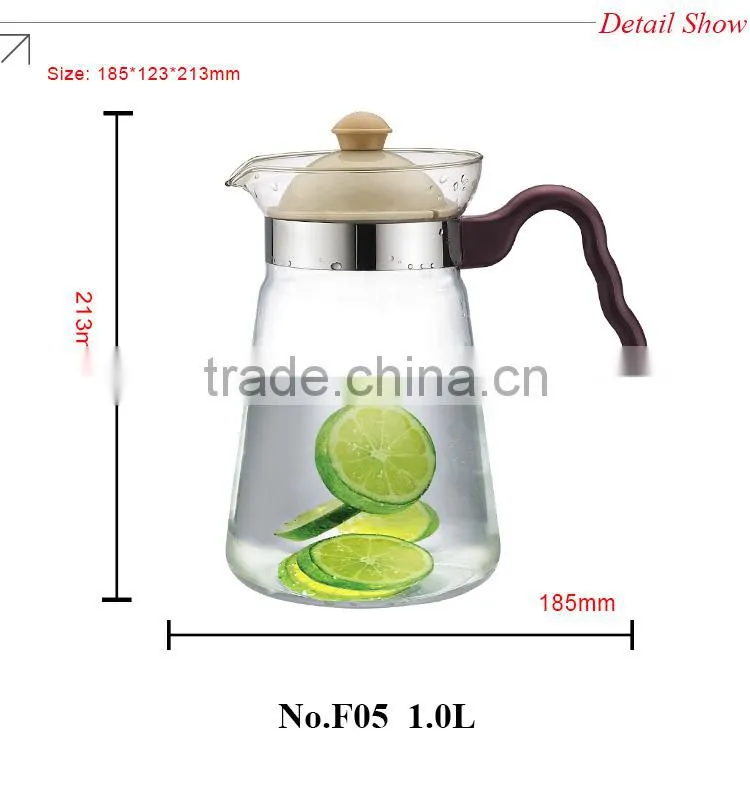 1.0 liter ,34 oz Glass carafe , up to EU standard water kettle, plastic handle and lid, hot 2016