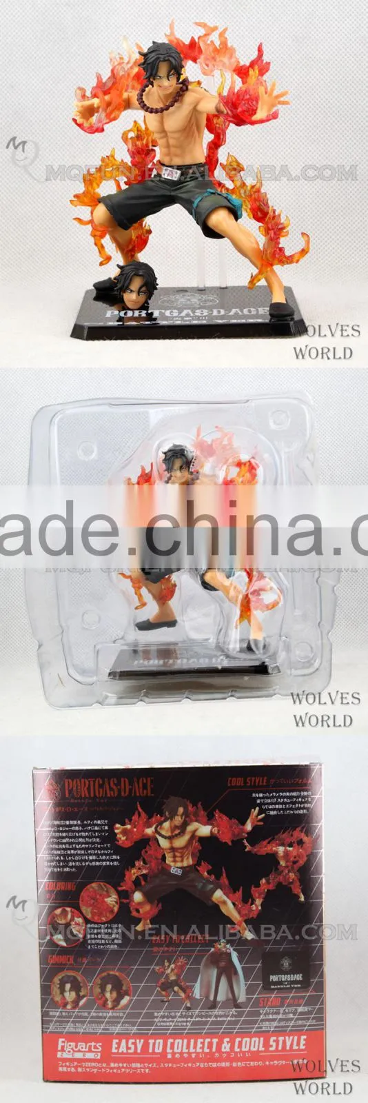 MINI QUTE 13 cm pirate Japanese anime one piece action figure Portgas D Ace with head parts brinquedos boys in box NO.MQ 064