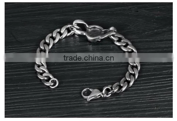 Fashionable stainless sterling steel man bracelets plain titanium steel designer heavy bangles
