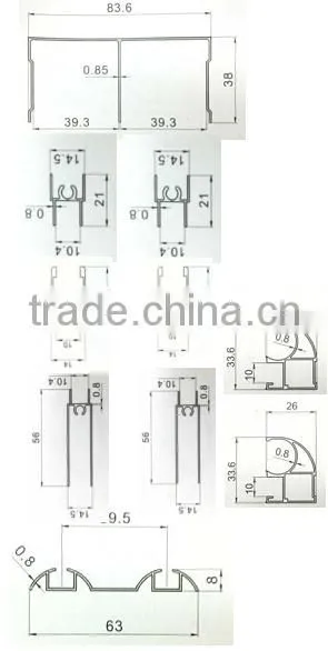 Hotsell in Russia aluminium profile for wardrobe door
