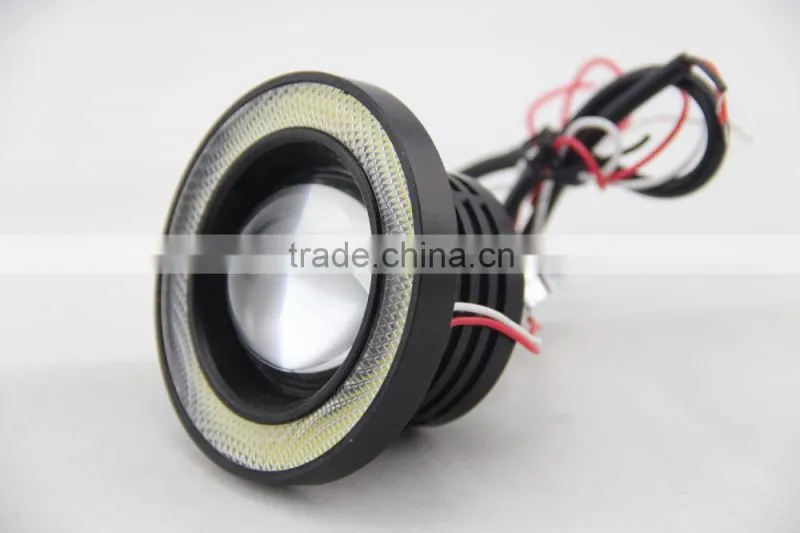 2015 guangzhou 12v 10w 3.5 inch LED fog light lamp projector lens with yellow red white blue angle eyes evil eyes