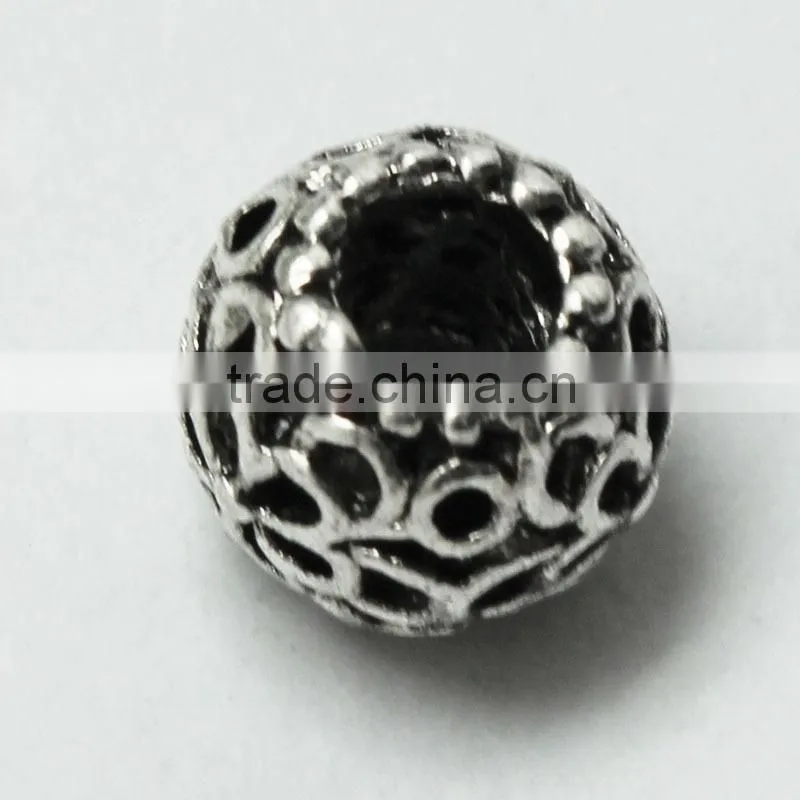 Round Metal Jewelry Accessories Handmade Zinc Alloy Pdora Bracelet Beads