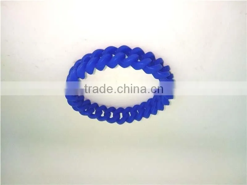 Wholesale Customized Hand Chain Braided Silicone Handwrist Blue Sports Bracelet