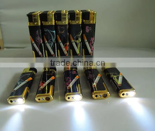wholesale rechargeable electrionic windproof cigarette lighter with led and wrap paper