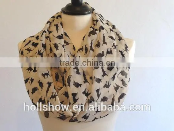 Hot Sale Cat Printed Infinity Women Fashion Chiffon Scarf