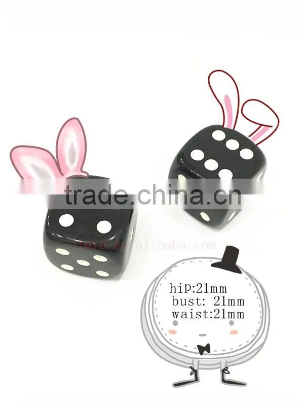 21mm black plastic custom 6 sided dice with normal dot embossed