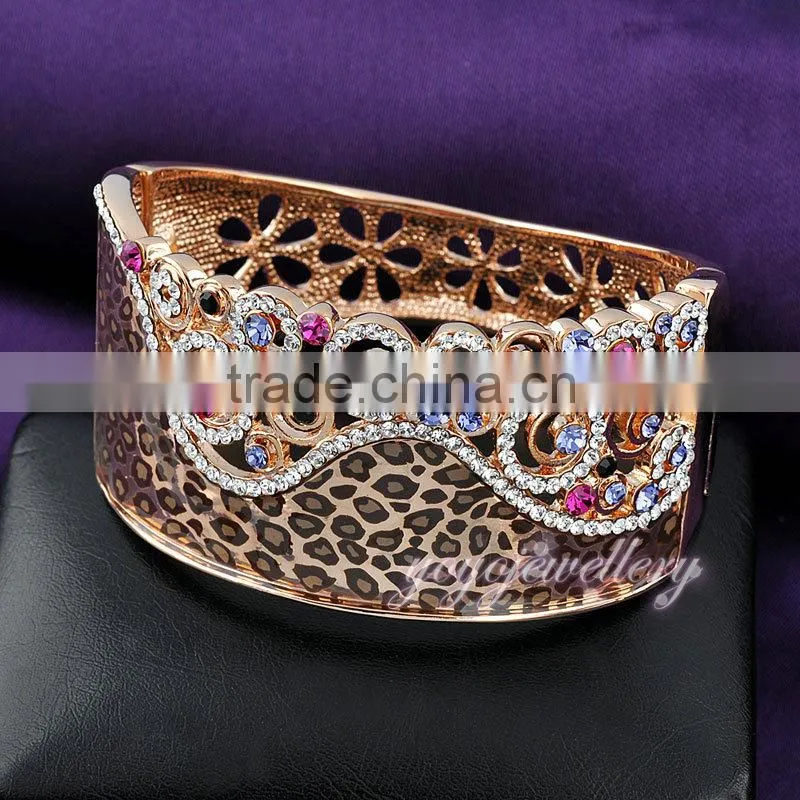 2015 wholesale latest crystal rose gold love copper rhinestone bangle