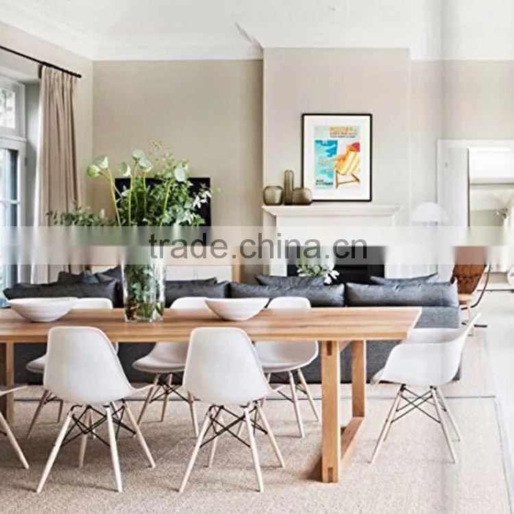 Natural Wood Legs Dining Room Base Chrome Metal Molded Plastic Four Leg Furniture Office Chair