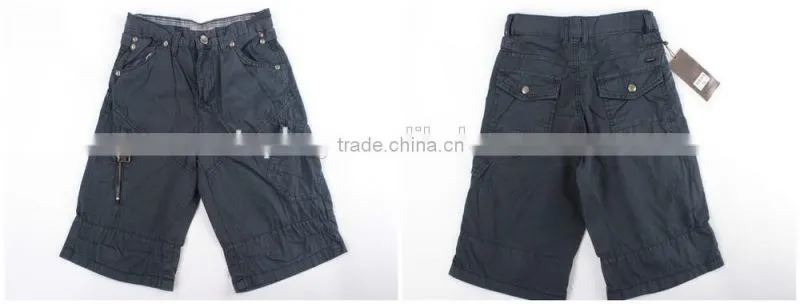 Men cheap 100%cotton stock apparel washed cargo shorts