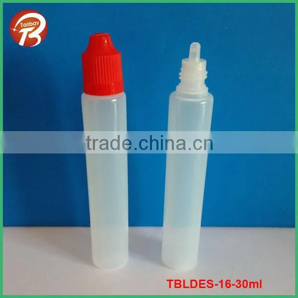 15ml and 30ml LDPE PEN SHAPE E JUICE DROPPER BOTTLE WITH CHILDPROOF CAP TBLDES-15