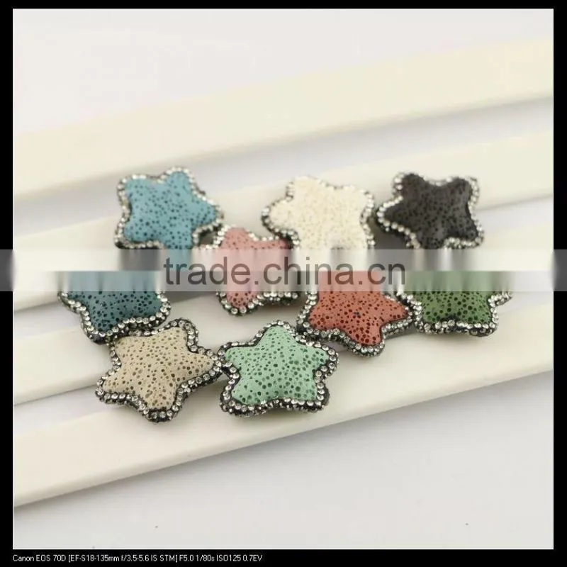 LFD-0099B Wholesale Mixed Color Volcanic Lava Stone Pave Rhinestone Crystal Loose Spacer Bead For Jewelry Making Bracelet