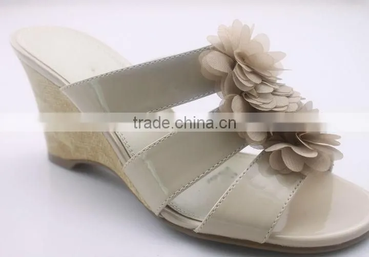 fashion flowers summer shoes wedge heel slippers 2014
