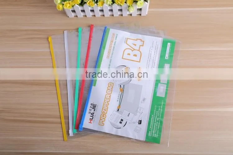 Clear pp cover plastic waterproof slide zip document holder