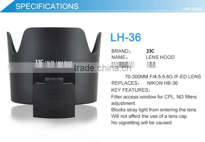 JJC 67mm Bayonet Lens Hood for Nikon LH-36 Lens Hood With Filter Adustable Window