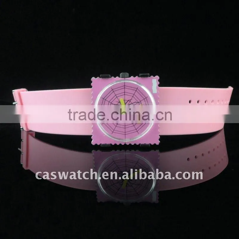 Peach stamp watches PVC strap