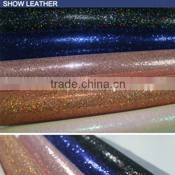 grid glitter leather for shoes and decoration colorful strip
