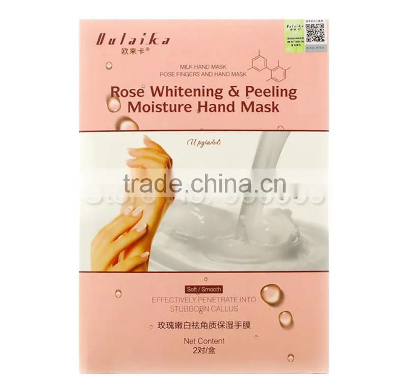 Soft repair desalt splash whitening soothe cracks hand peeling mask Rose whitening peeling moisture hand mask